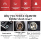 Red cigarette lighter dust cover with compass dial on a black inner ring