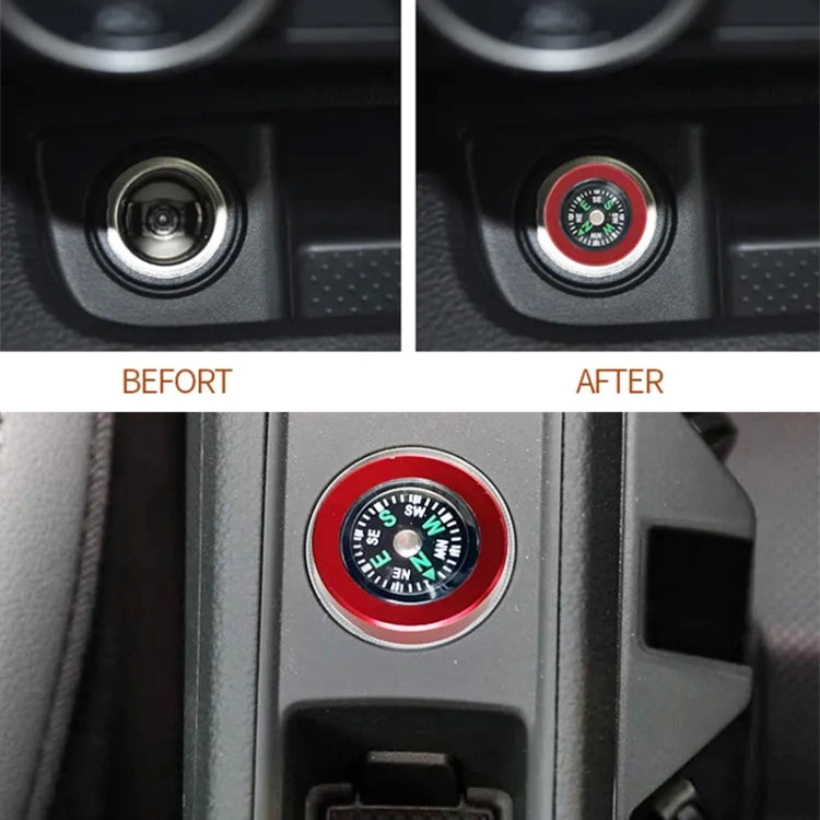 Red cigarette lighter dust cover installed over a circular lighter socket