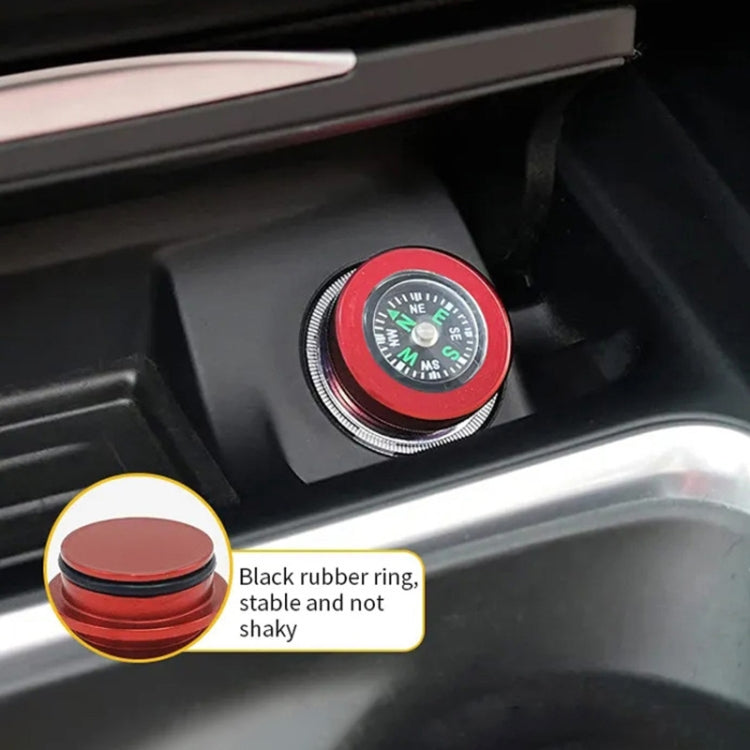 Red cigarette lighter dust cover with black rubber ring and compass dial