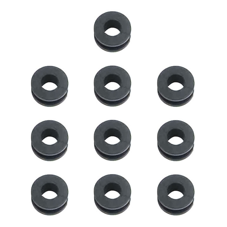 Motorcycle rear shock absorber buffer rings set, black rubber with center hole (10 pack)