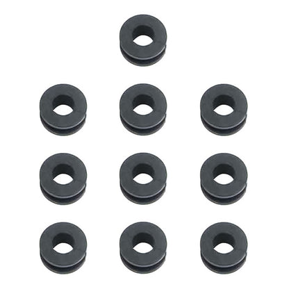 Motorcycle rear shock absorber buffer rings set, black rubber with center hole (10 pack)