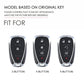Leather key fob cover showing fit for 3-, 4-, and 5-button remotes
