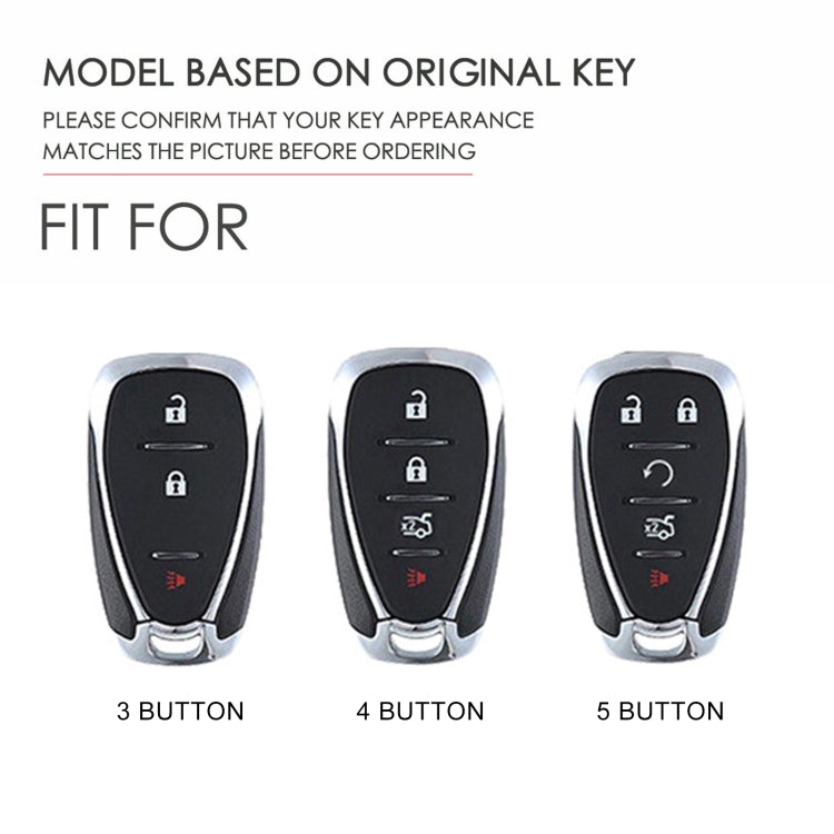 Leather key fob cover showing fit for 3-, 4-, and 5-button remotes