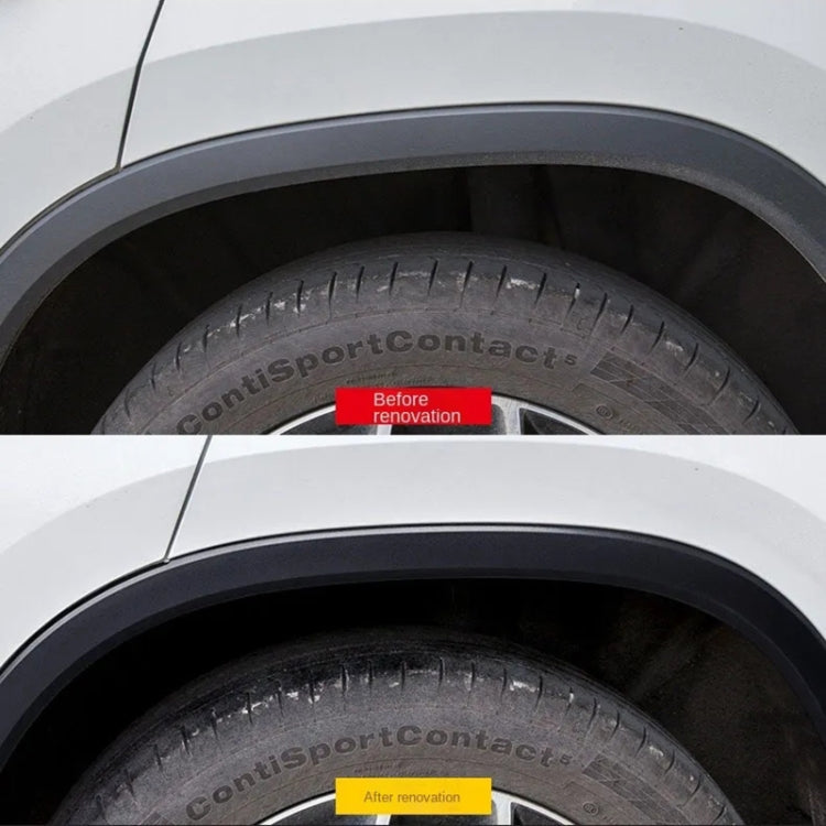 Car tire sidewall showing before and after renovation highlights