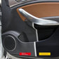 Car door interior panel with before and after renovation on trim