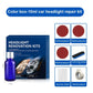 Car headlight repair kit box with 10ml bottle, sandpapers, and sponge