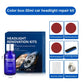 Car headlight repair kit box set with color guide, sandpaper, sponge, and masking tape
