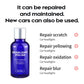 Headlight polish bottle showing repair uses for scratches, yellowing, oxidation, and blur