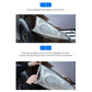 Car headlight lens being covered with adhesive tape for treatment protection