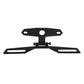 Black folding motorcycle taillight bracket with center hinge and mounting plate holes