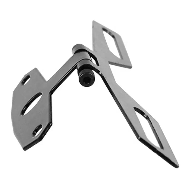 Folding taillight bracket hinge and mounting arms in dark metal with bolt openings