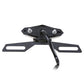 Black folding taillight bracket with top mounting plate, bolts, and side cutout slots