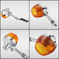 Amber LED motorcycle turn signal lamps with chrome housings and mounting bar, set