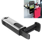 Silver car phone holder bracket with telescopic hook and adjustable clamp arms
