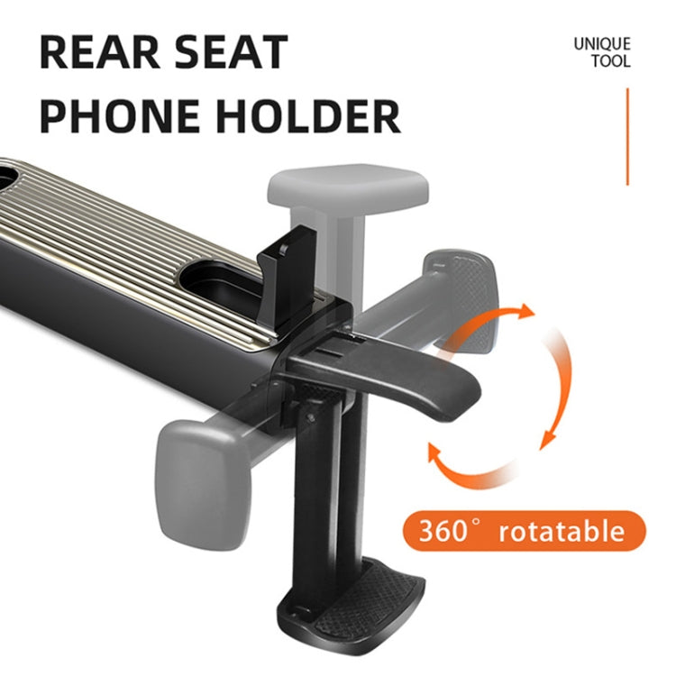 Rear seat phone holder bracket with 360° rotatable mount and grippy base pads