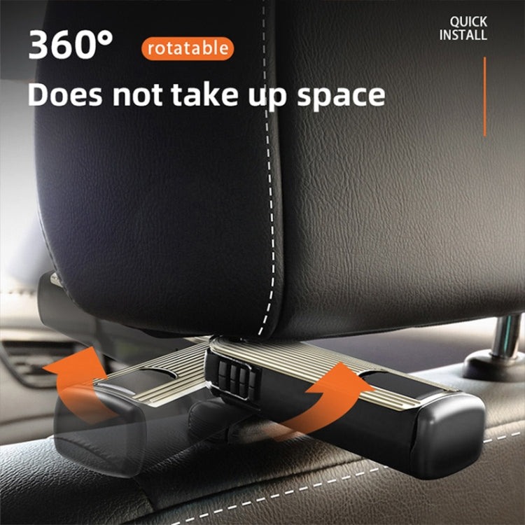 Car seat phone holder bracket with 360° rotatable arm and quick-install hook
