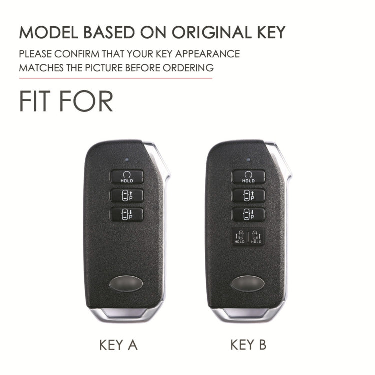 Key fob remote views for cover fit, showing button layout A and B