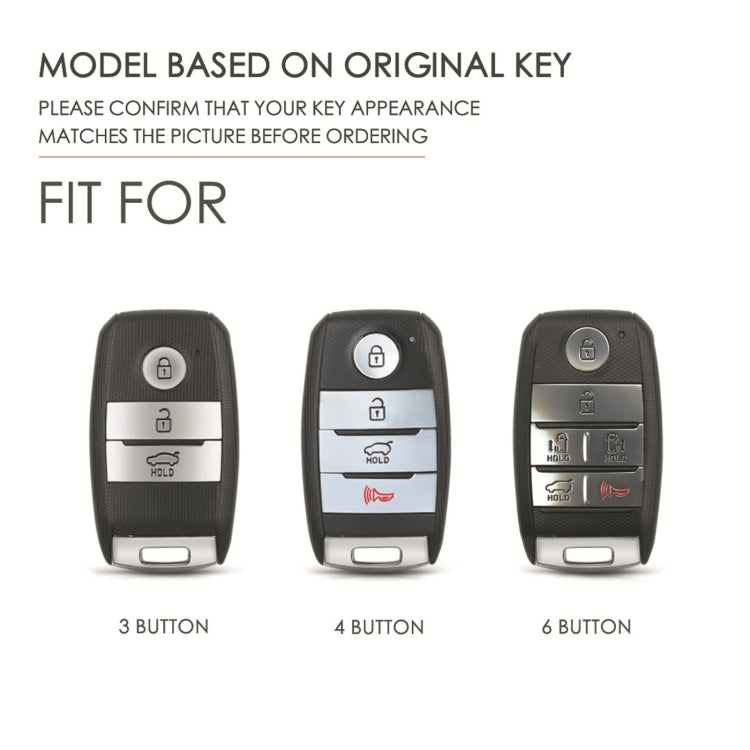 Leather key cover case showing 3-button, 4-button, and 6-button key fob styles