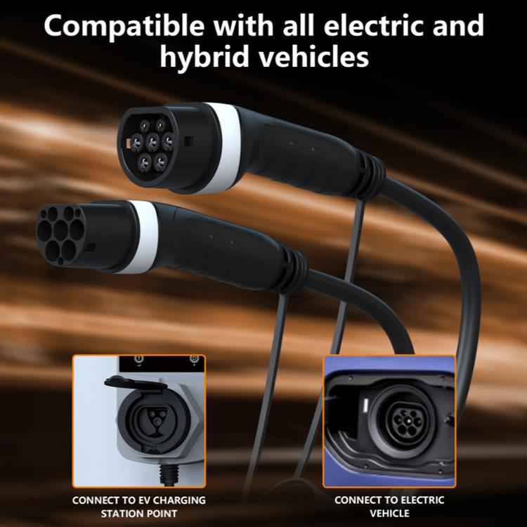 Two Type 2 charging plugs with protective caps on a coiled black charging cable.