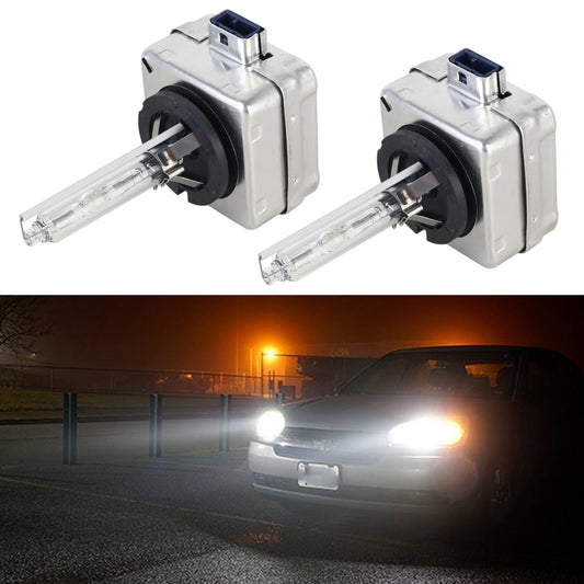 Pair of D8S HID xenon headlight bulbs with metal ballast housing and clear glass tubes
