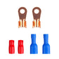 Spare relay terminal lugs with red and blue insulated wire connectors