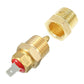 Brass temperature sensor switch with spade terminal and red insulator cap