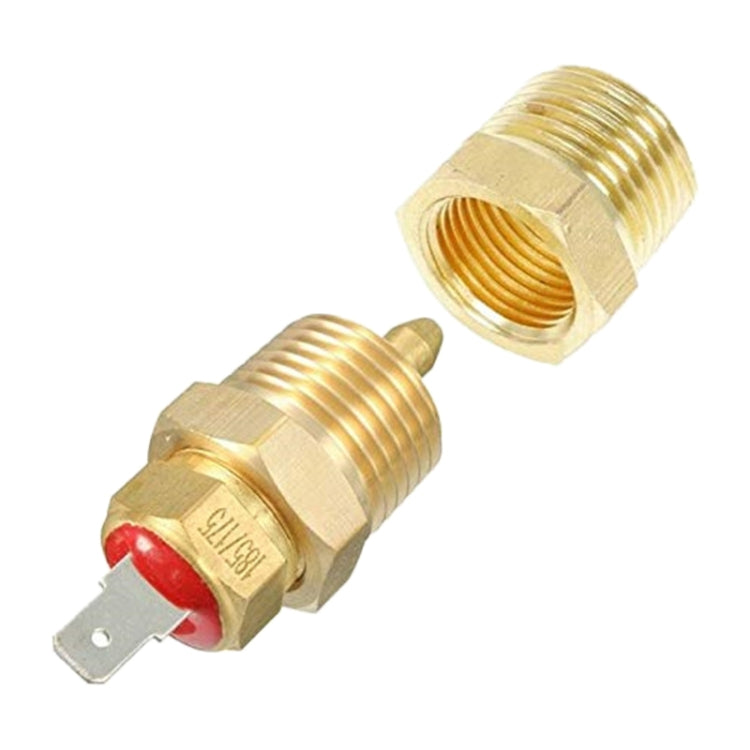 Brass temperature sensor switch with spade terminal and red insulator cap