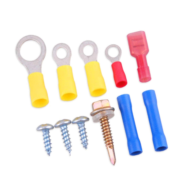 Wiring terminal set with yellow and blue insulated connectors and copper screw terminals