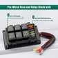 Pre-wired fuse and relay block with 6 relays and ATC fuses, wiring harness connected