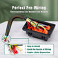 Pre-wired relay/fuse box with bundled multicolor wires and connected cable harness