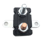 Black relay switch with copper contact, silver terminal post, and mounting base