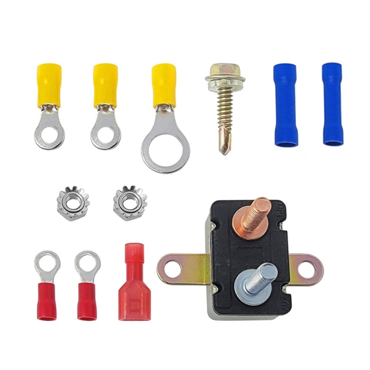 Electric relay kit with ring terminals, blade connectors, and mounting screws