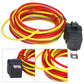 Car cooling fan thermostat controller with bundled red, yellow, and black 12V wires