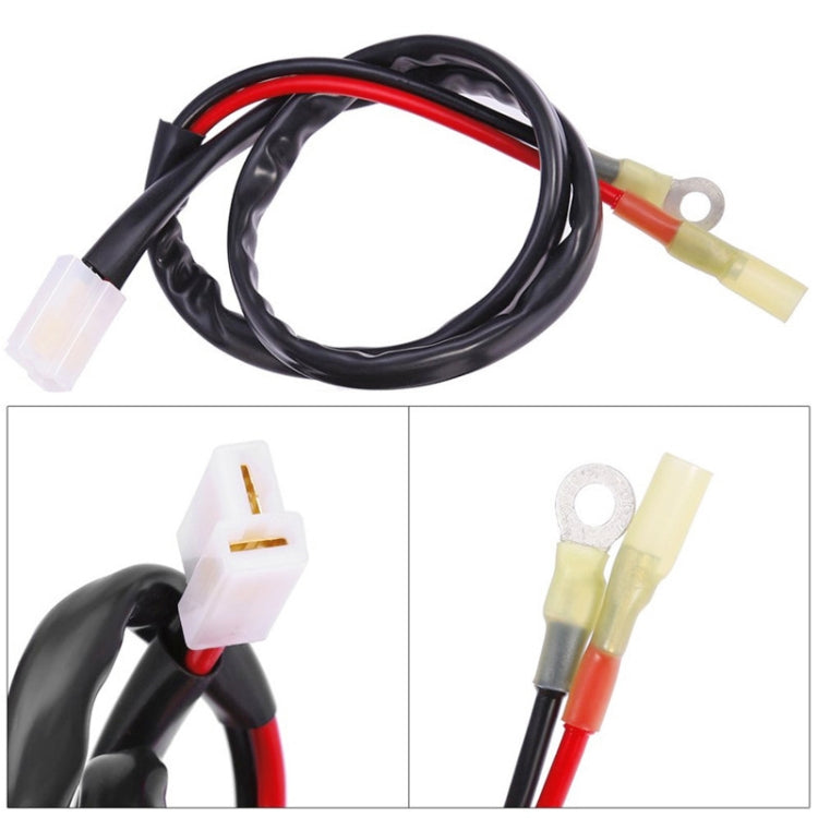 Cooling fan thermostat wiring harness with ring terminals and plug connector