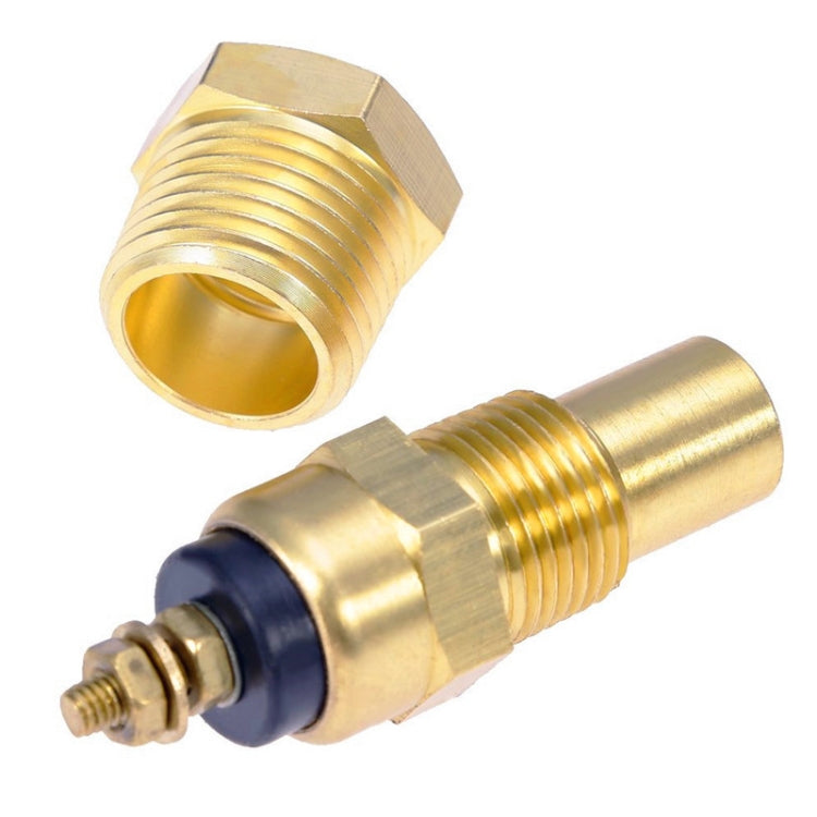 Brass temperature sensor thermostat with threaded probe and electrical connector
