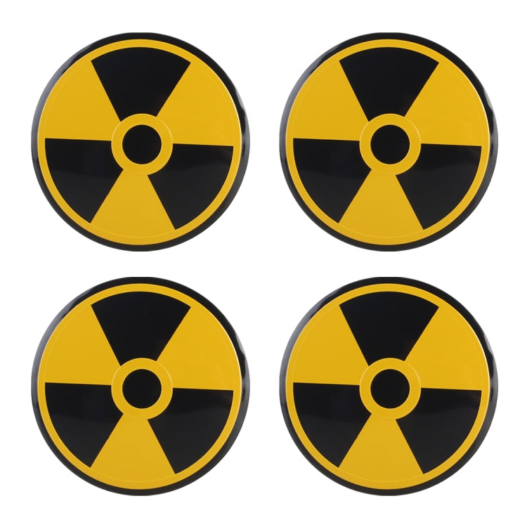 Wheel hub decorative sticker set, four yellow and black radiation disc designs