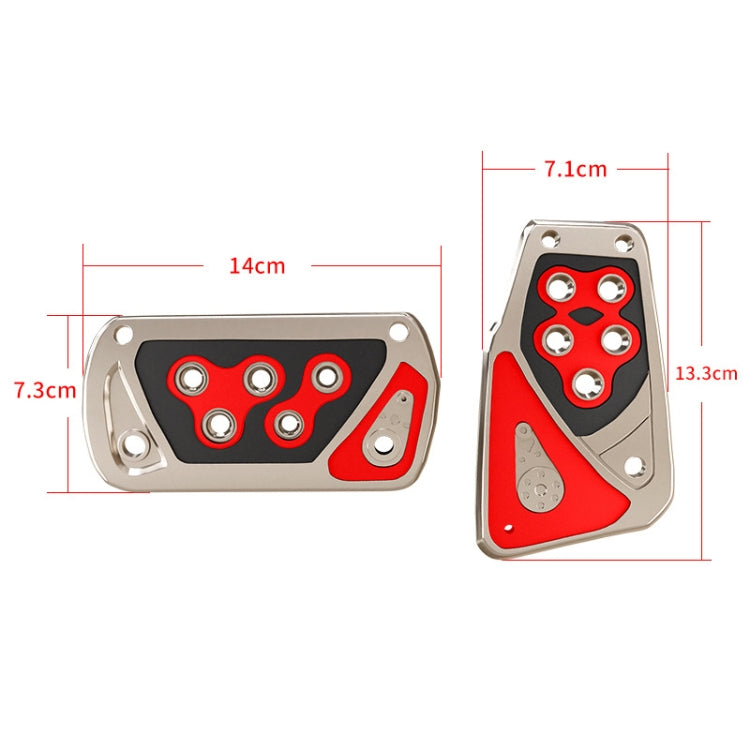 Car foot pedal cover with red and black insert, silver plate, 14cm length