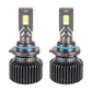 Car LED headlight bulbs close-up: yellow LED chip, ribbed metal housing