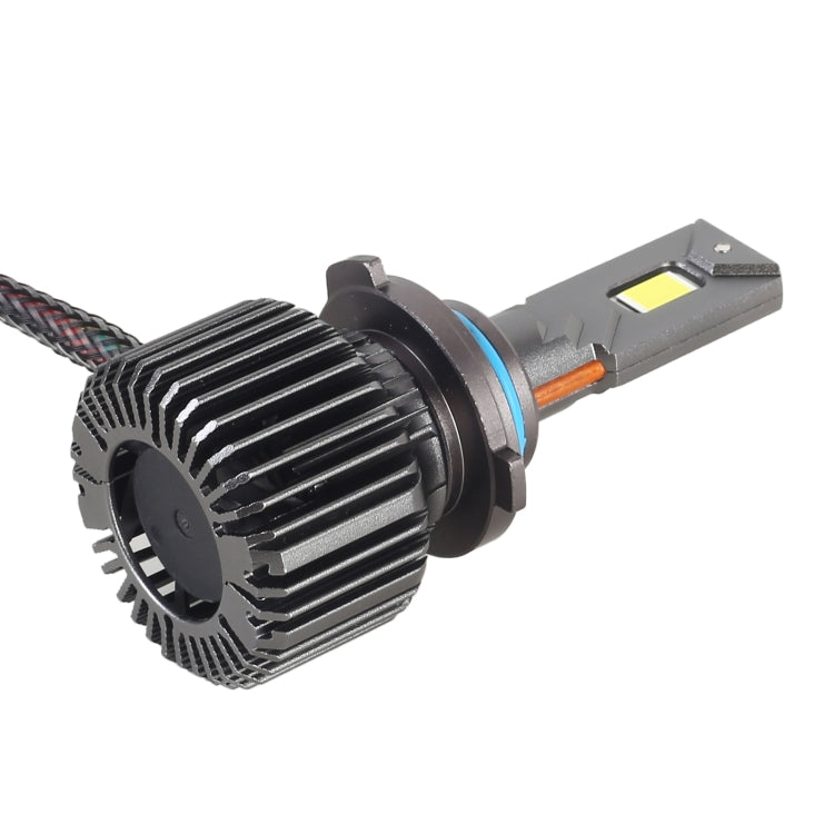 Car LED headlight bulb with ribbed heat sink and front yellow LED chip