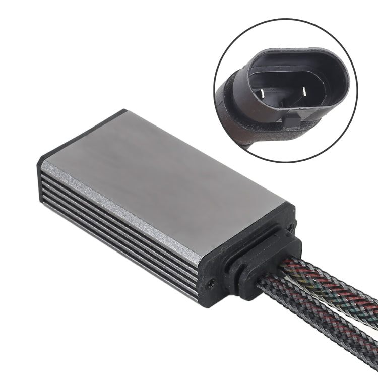 Car LED headlight driver module with braided cable and plug connector