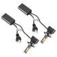 Set of H4 LED headlight bulbs with black finned heatsinks and wiring harness