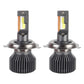 Two H4 LED headlight bulbs with black heatsinks and copper LED module