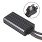 LED headlight heat sink module with black fins and connector, angled close-up