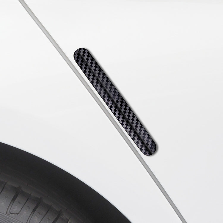 Single carbon fiber anti-collision strip on car door edge trim