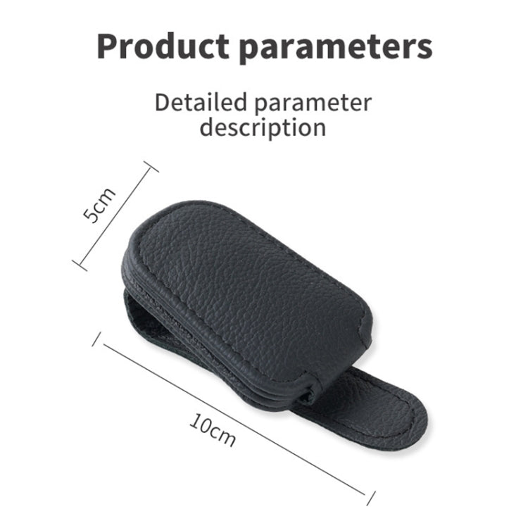 Black leather-style sun visor clip pouch for glasses storage