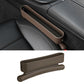 Car seat crevice storage box, brown, long open tray with snap-on support tabs