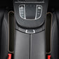 Car seat crevice storage box installed, black open tray with side support sleeves