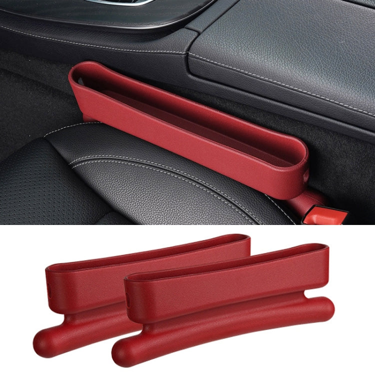 Red car seat crevice storage box pair with two long compartments and rounded end grips