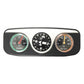 Car dashboard compass device with thermometer, compass direction ball, and hygrometer dials.