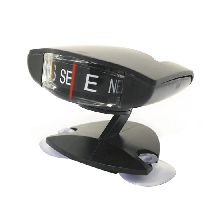 Black car compass ornament with suction cup base and snap-on stand
